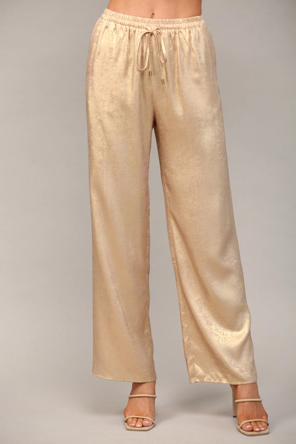 Metallic Wide Leg Pants-Pants-FATE-S-Gold-Urbanheer