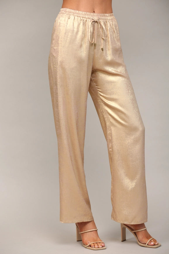 Metallic Wide Leg Pants-Pants-FATE-S-Gold-Urbanheer