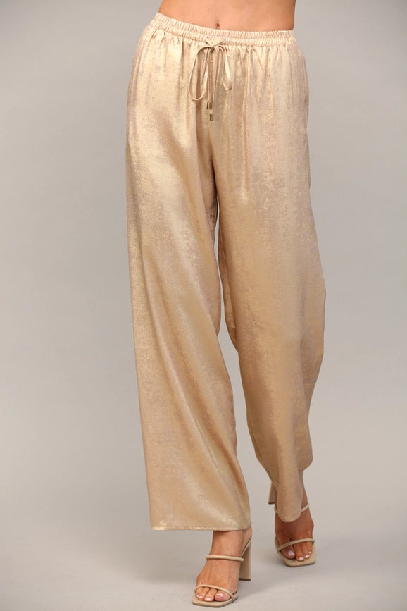 Metallic Wide Leg Pants-Pants-FATE-S-Gold-Urbanheer
