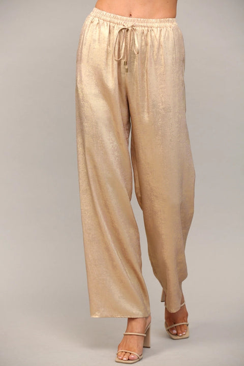 Metallic Wide Leg Pants-Pants-FATE-S-Gold-Urbanheer