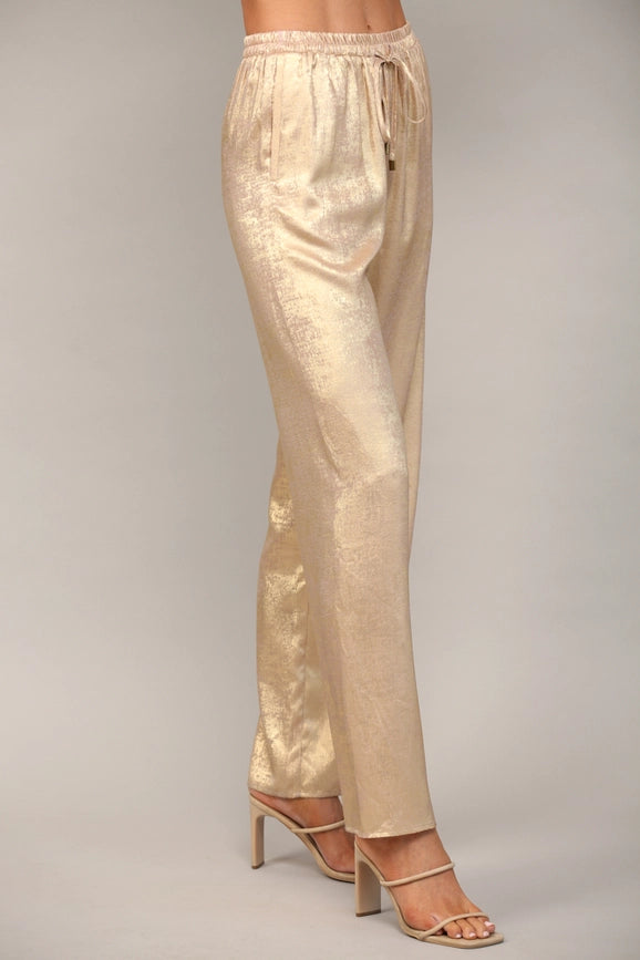 Metallic Wide Leg Pants-Pants-FATE-S-Gold-Urbanheer