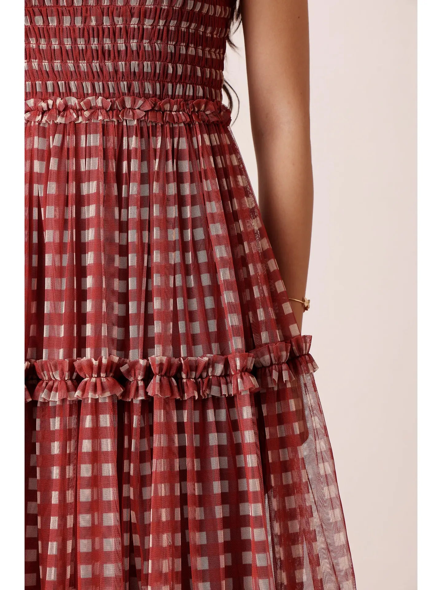 Mhairi Maxi Dress in Burgundy Plaid