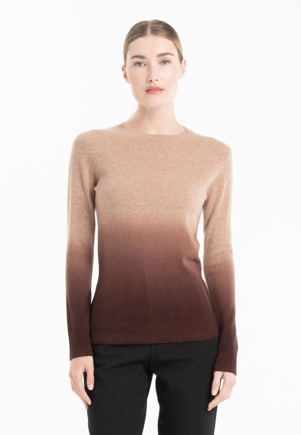 Mia 8 Camel/Brown Tie & Dye Cashmere Crew Neck Sweater-Sweater-STUDIO CASHMERE8-S-camel/brown-Urbanheer
