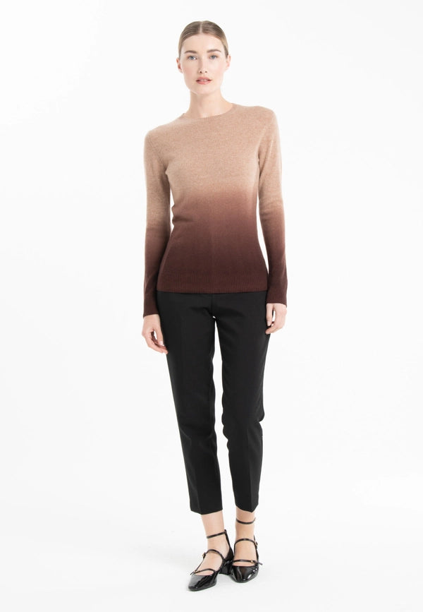 Mia 8 Camel/Brown Tie & Dye Cashmere Crew Neck Sweater-Sweater-STUDIO CASHMERE8-S-camel/brown-Urbanheer