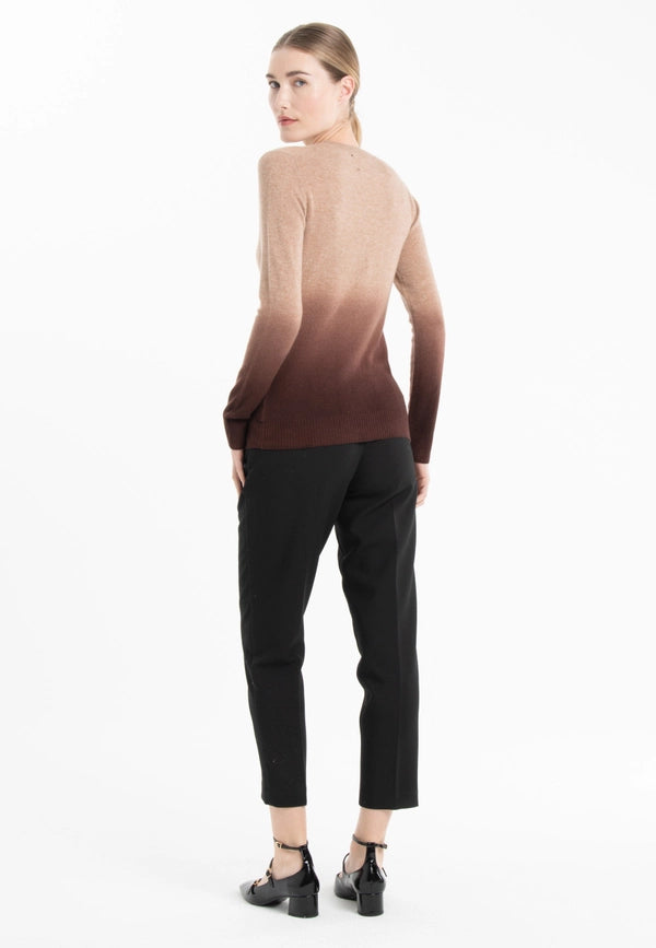 Mia 8 Camel/Brown Tie & Dye Cashmere Crew Neck Sweater-Sweater-STUDIO CASHMERE8-S-camel/brown-Urbanheer