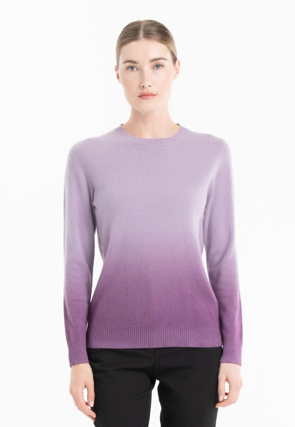 Mia 8 Light Purple/Dark Purple Tie & Dye Pattern Cashmere Crew Neck Sweater-Sweater-STUDIO CASHMERE8-S-Light Purple/Dark Purple-Urbanheer