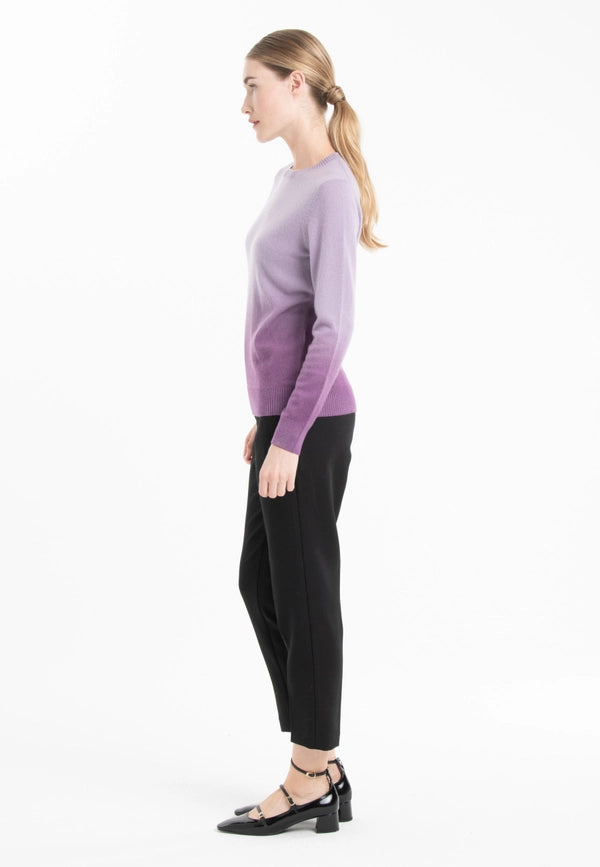 Mia 8 Light Purple/Dark Purple Tie & Dye Pattern Cashmere Crew Neck Sweater-Sweater-STUDIO CASHMERE8-S-Light Purple/Dark Purple-Urbanheer