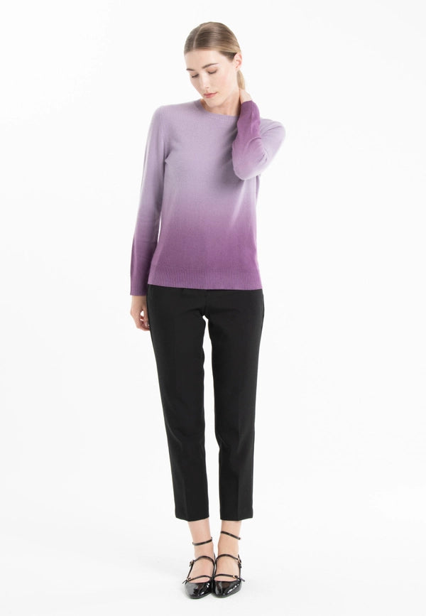 Mia 8 Light Purple/Dark Purple Tie & Dye Pattern Cashmere Crew Neck Sweater-Sweater-STUDIO CASHMERE8-S-Light Purple/Dark Purple-Urbanheer