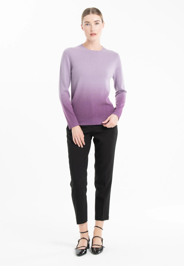 Mia 8 Light Purple/Dark Purple Tie & Dye Pattern Cashmere Crew Neck Sweater-Sweater-STUDIO CASHMERE8-S-Light Purple/Dark Purple-Urbanheer