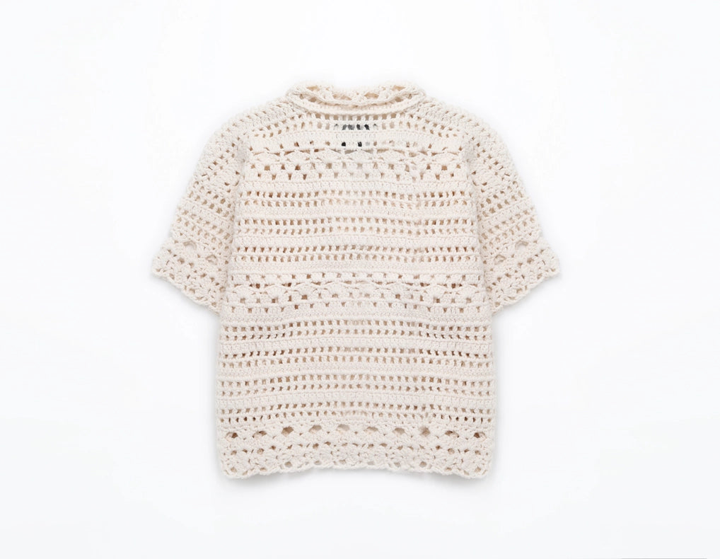 Mia Hand Crochet Organic Cotton Top Ecru-TOP-Leap Concept-S-Brown-Urbanheer