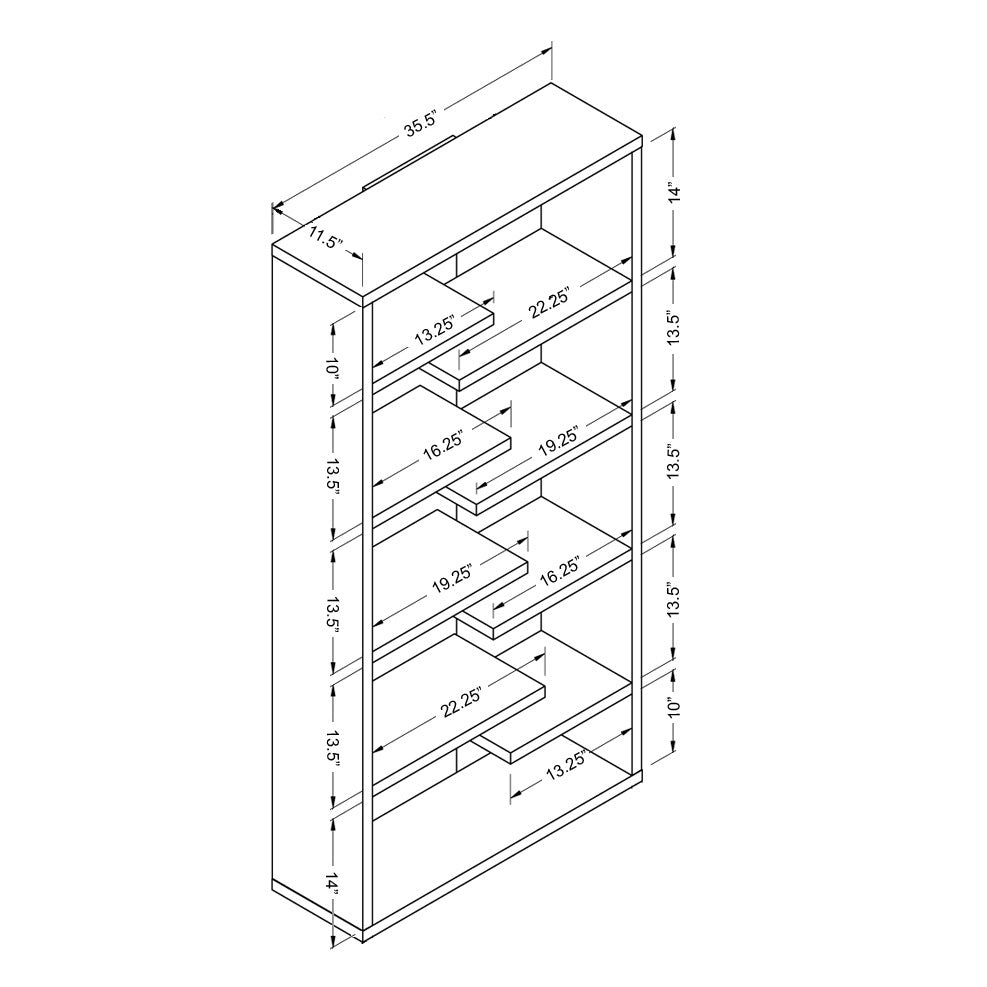 Mid Century Display Cabinet, Open Back Display Cabinet with 8 Shelves- White & Dark Taupe-UH Decor-Default-Urbanheer