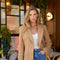 Mid-Length Fitted Double-Breasted Jacket with Wool camel-Jacket-Attentif Paris-S-Urbanheer