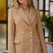 Mid-Length Fitted Double-Breasted Jacket with Wool camel-Jacket-Attentif Paris-S-Urbanheer