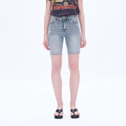 Mid Rise Bermuda Denim Shorts with Raw Hem-Bermuda Shorts-BAYEAS-24-VINTAGE BLUE-Urbanheer