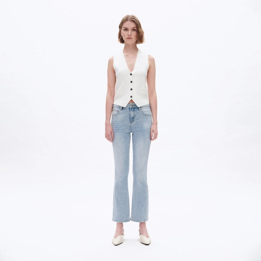 Mid Rise Bootcut Denim Jeans with Finished Hem LIGHT BLUE-Jeans-BAYEAS-24-LIGHT BLUE-Urbanheer