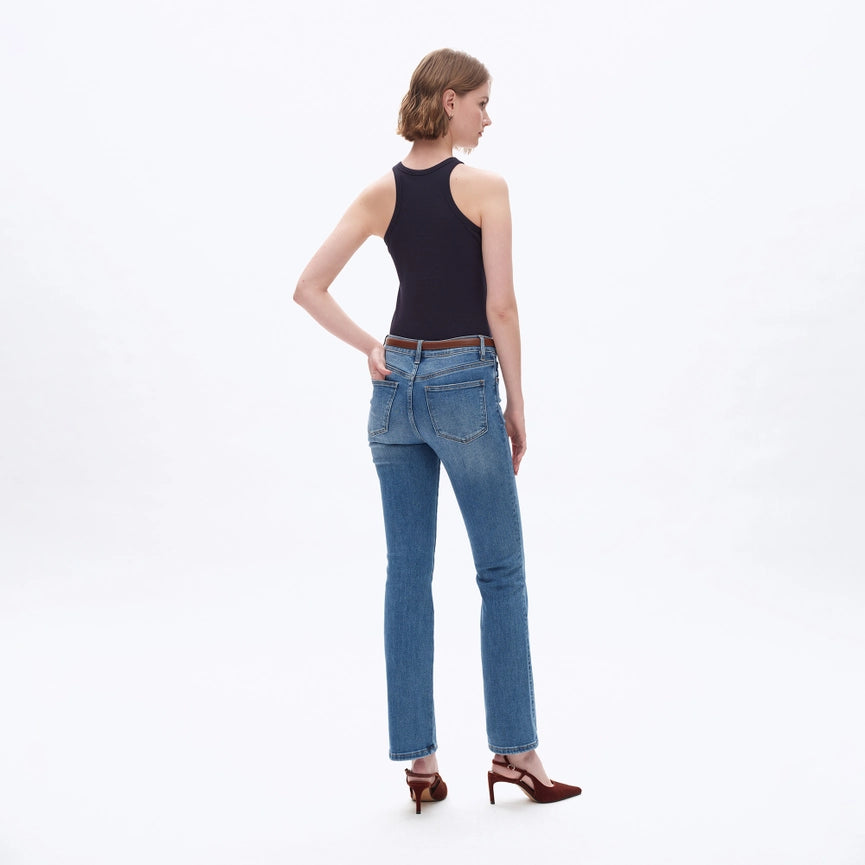 Mid Rise Bootcut Denim Jeans with Finished Hem MEDIUM BLUE-Jeans-BAYEAS-24-MEDIUM BLUE-Urbanheer