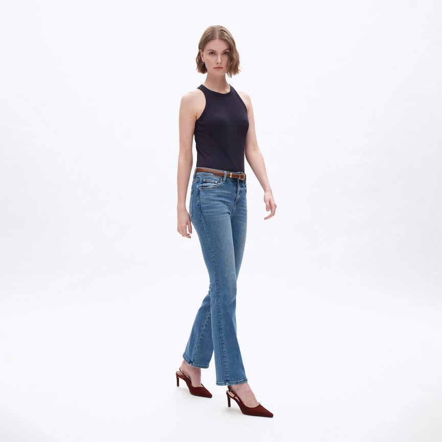 Mid Rise Bootcut Denim Jeans with Finished Hem MEDIUM BLUE-Jeans-BAYEAS-24-MEDIUM BLUE-Urbanheer
