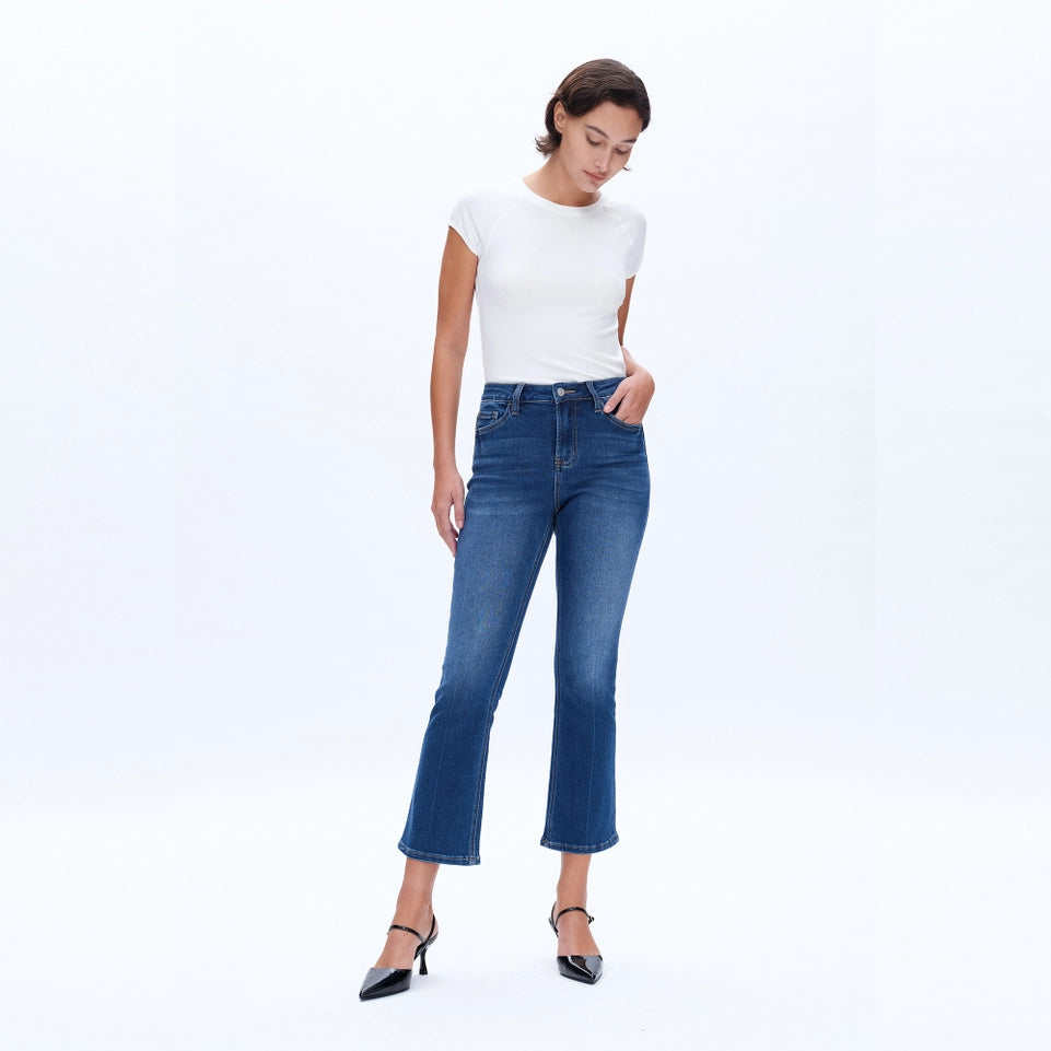 Mid Rise Bootcut Jeans with Finished Hem DARK BLUE-Jeans-BAYEAS-24-DARK BLUE-Urbanheer
