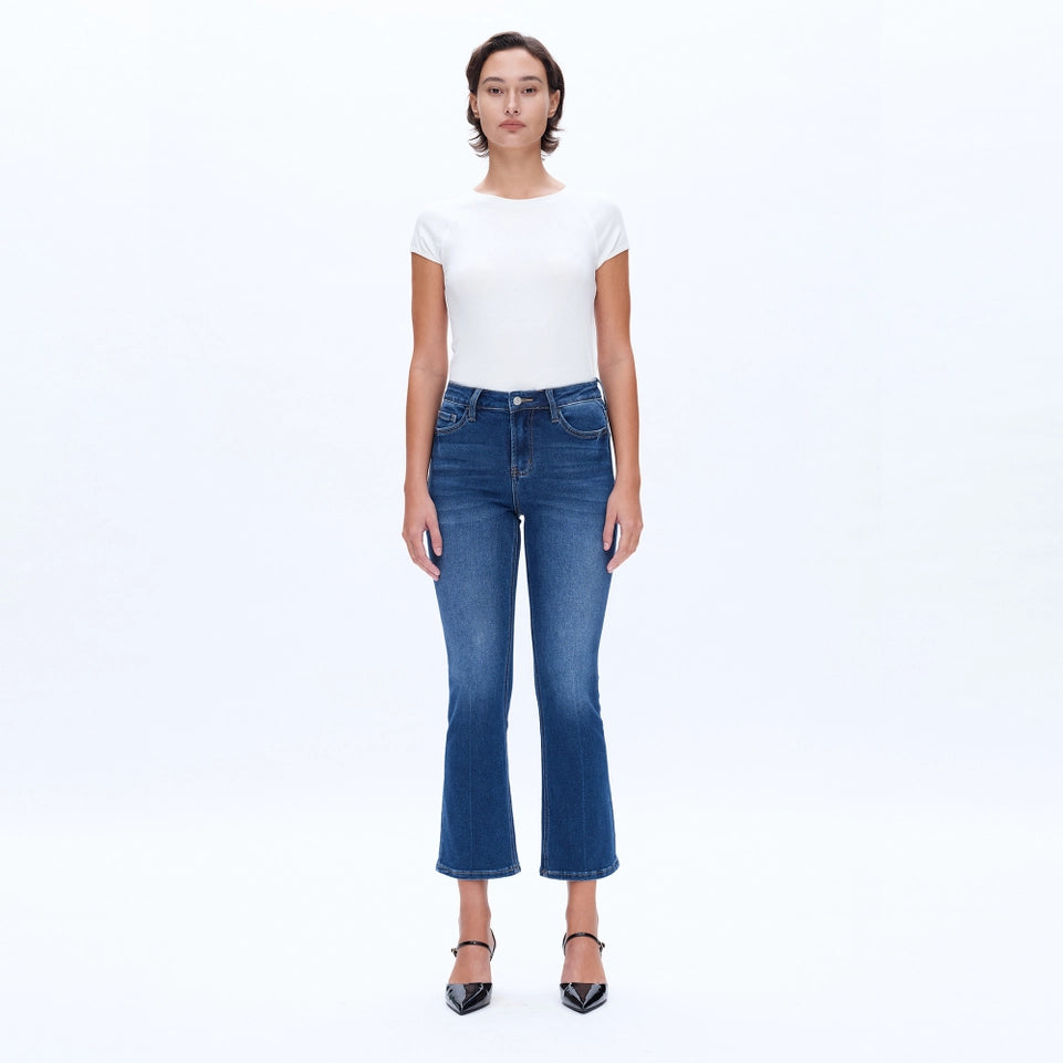 Mid Rise Bootcut Jeans with Finished Hem DARK BLUE-Jeans-BAYEAS-24-DARK BLUE-Urbanheer
