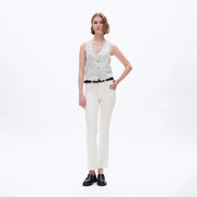 Mid Rise Bootcut Twill Pants with Finished Hem-Pants-BAYEAS-24-WHITE-Urbanheer