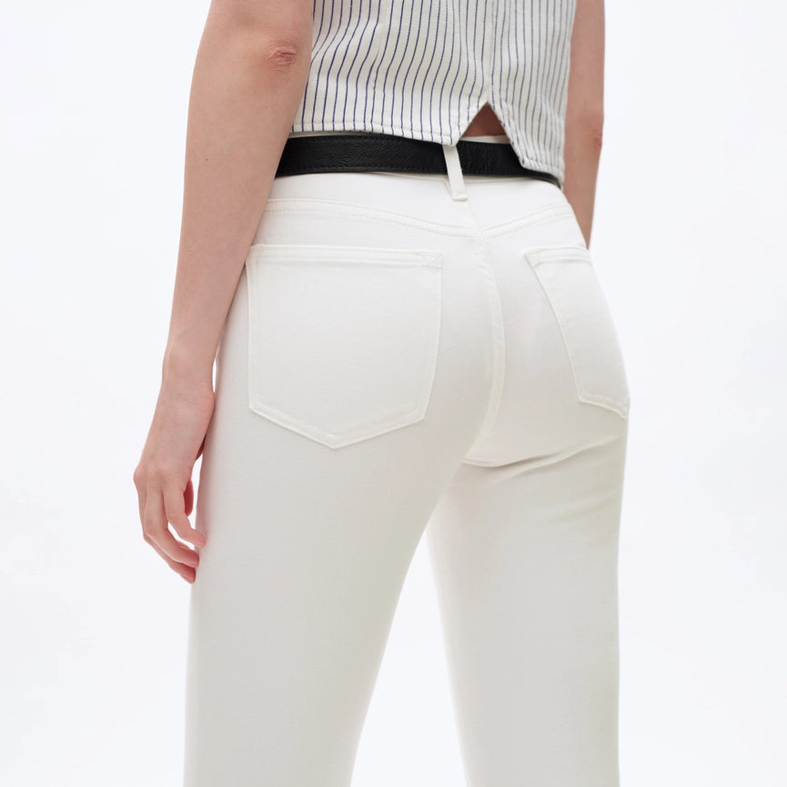 Mid Rise Bootcut Twill Pants with Finished Hem-Pants-BAYEAS-24-WHITE-Urbanheer