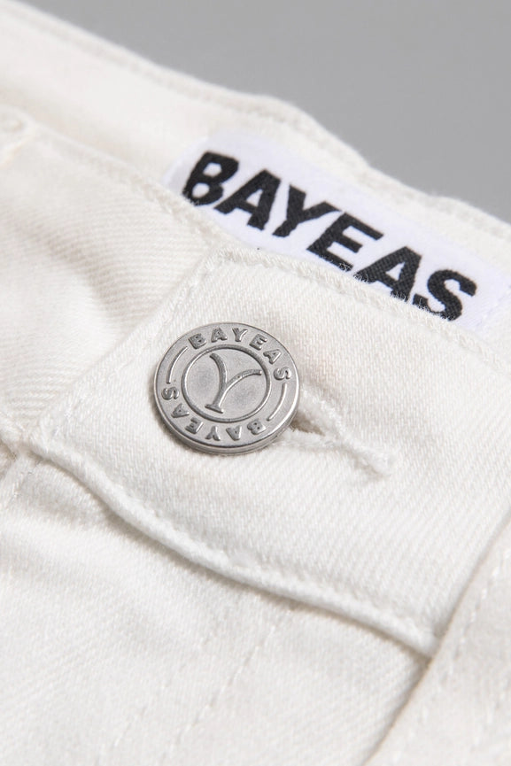 Mid Rise Bootcut Twill Pants with Finished Hem-Pants-BAYEAS-24-WHITE-Urbanheer