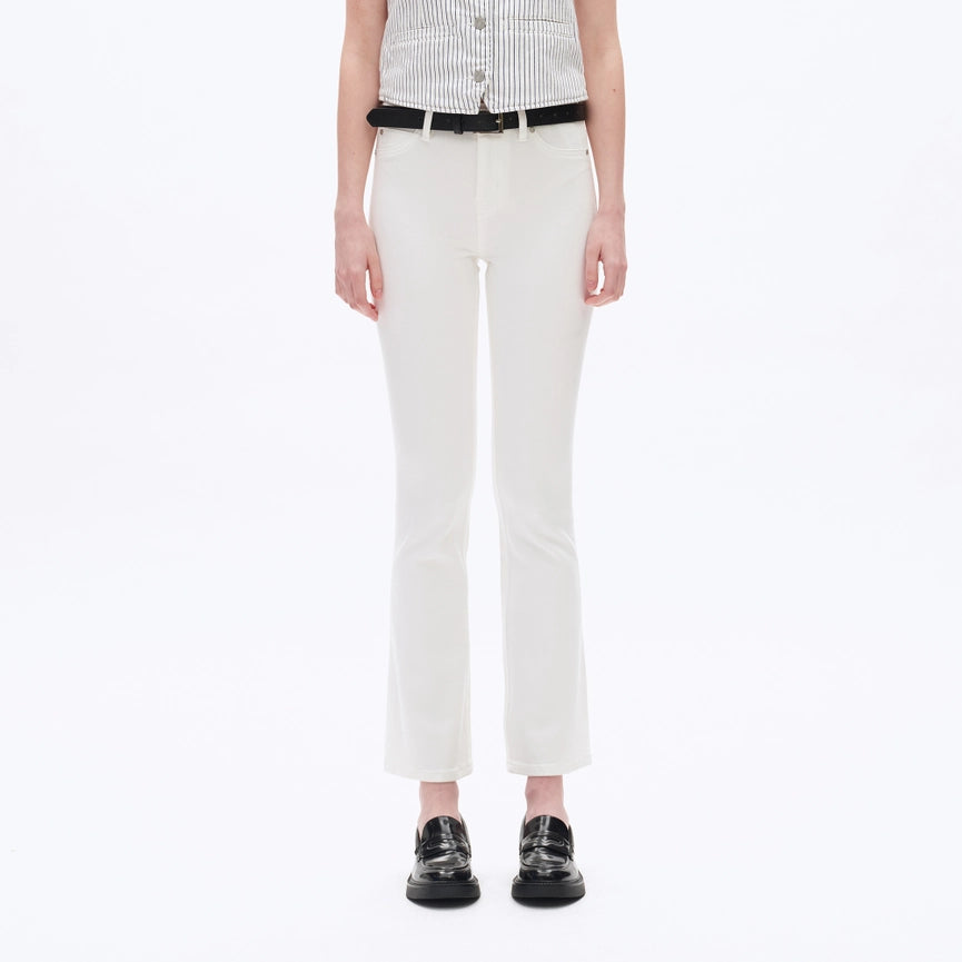 Mid Rise Bootcut Twill Pants with Finished Hem-Pants-BAYEAS-24-WHITE-Urbanheer