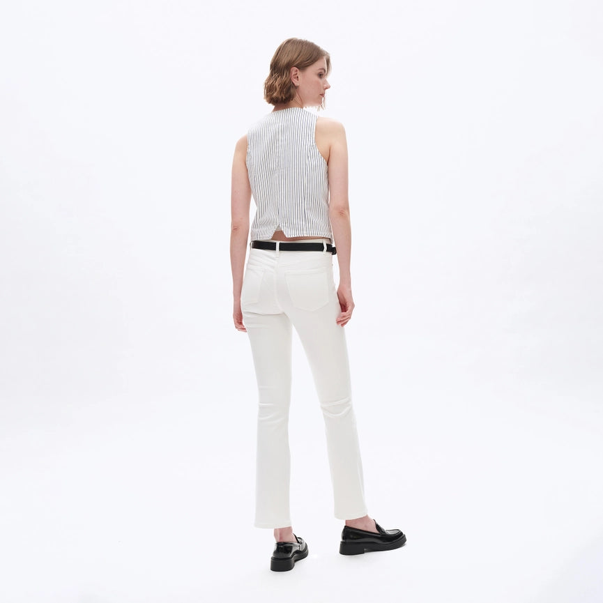 Mid Rise Bootcut Twill Pants with Finished Hem-Pants-BAYEAS-24-WHITE-Urbanheer