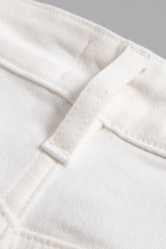 Mid Rise Bootcut Twill Pants with Finished Hem-Pants-BAYEAS-24-WHITE-Urbanheer