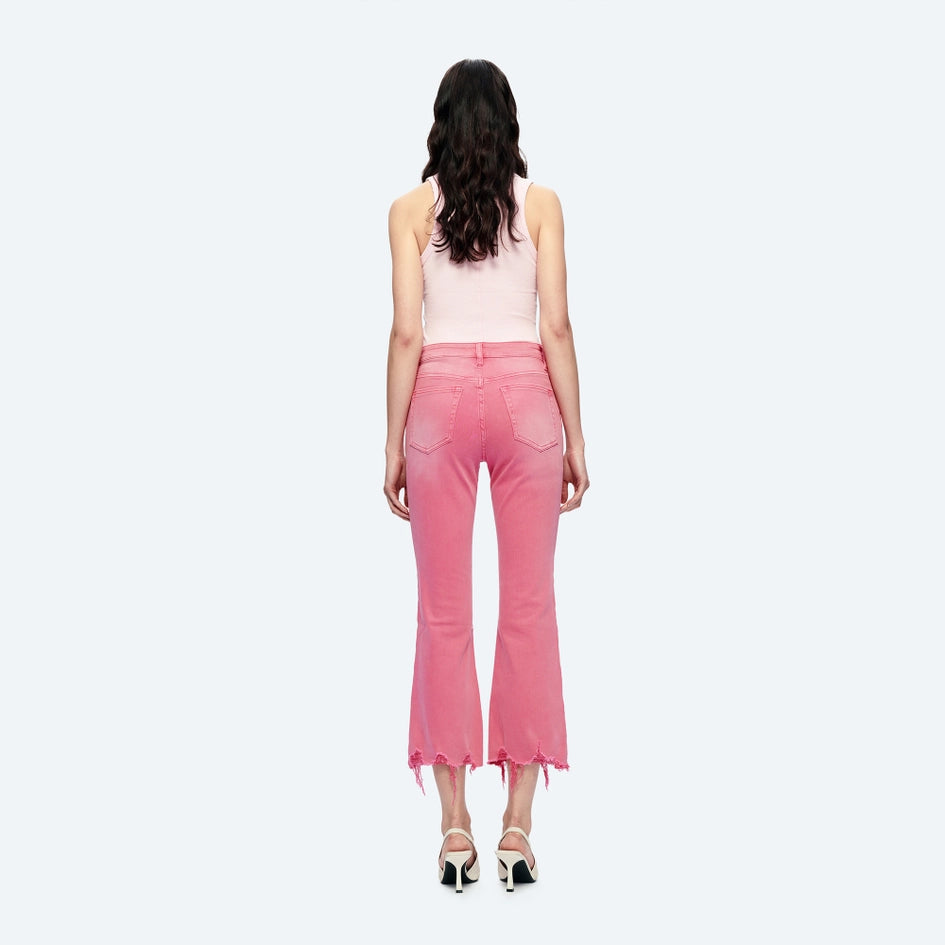 Mid Rise Crop Flare Twill Pants with Frayed Hem RAZ-Pants-BAYEAS-24-RAZ-Urbanheer