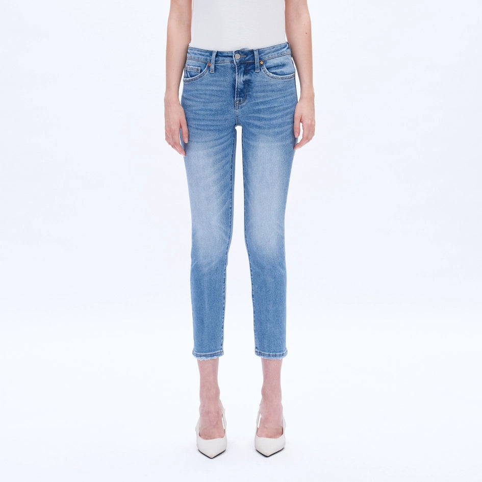 Mid Rise Crop Slim Straight Jeans with Finished Hem FAIRY BLUE-Jeans-BAYEAS-24-FAIRY BLUE-Urbanheer