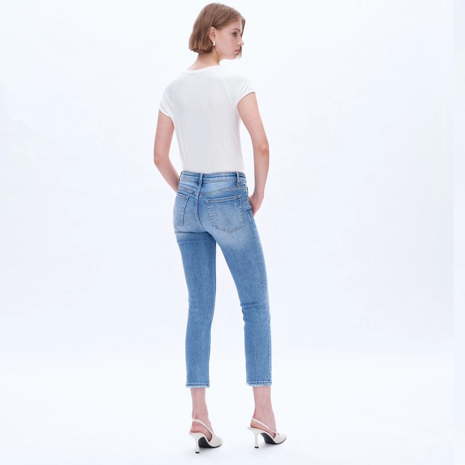 Mid Rise Crop Slim Straight Jeans with Finished Hem FAIRY BLUE-Jeans-BAYEAS-24-FAIRY BLUE-Urbanheer