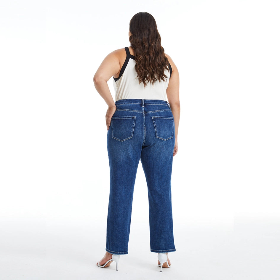 Mid Rise Crop Straight Jeans with Finished Hem DARK BLUE-Jeans-BAYEAS-14W-DARK BLUE-Urbanheer