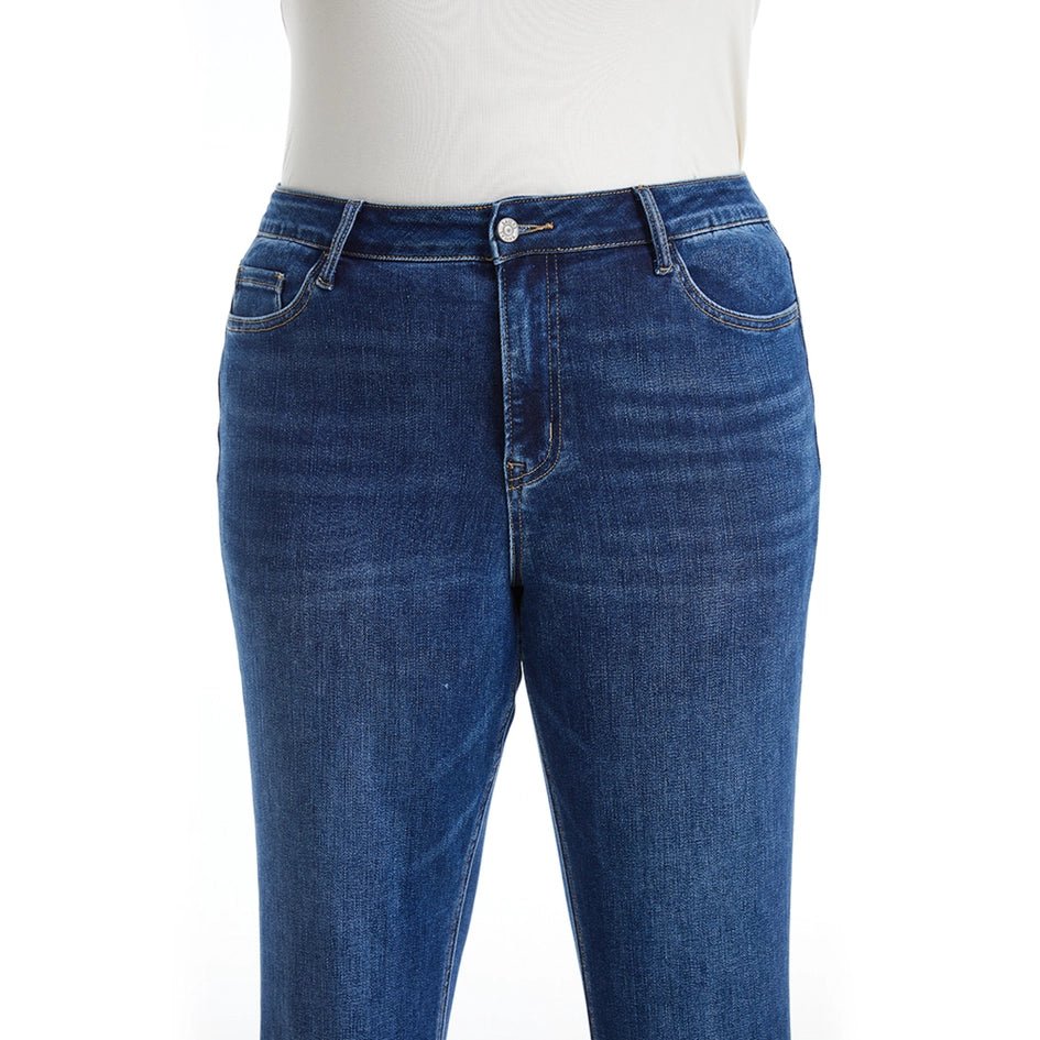 Mid Rise Crop Straight Jeans with Finished Hem DARK BLUE-Jeans-BAYEAS-14W-DARK BLUE-Urbanheer