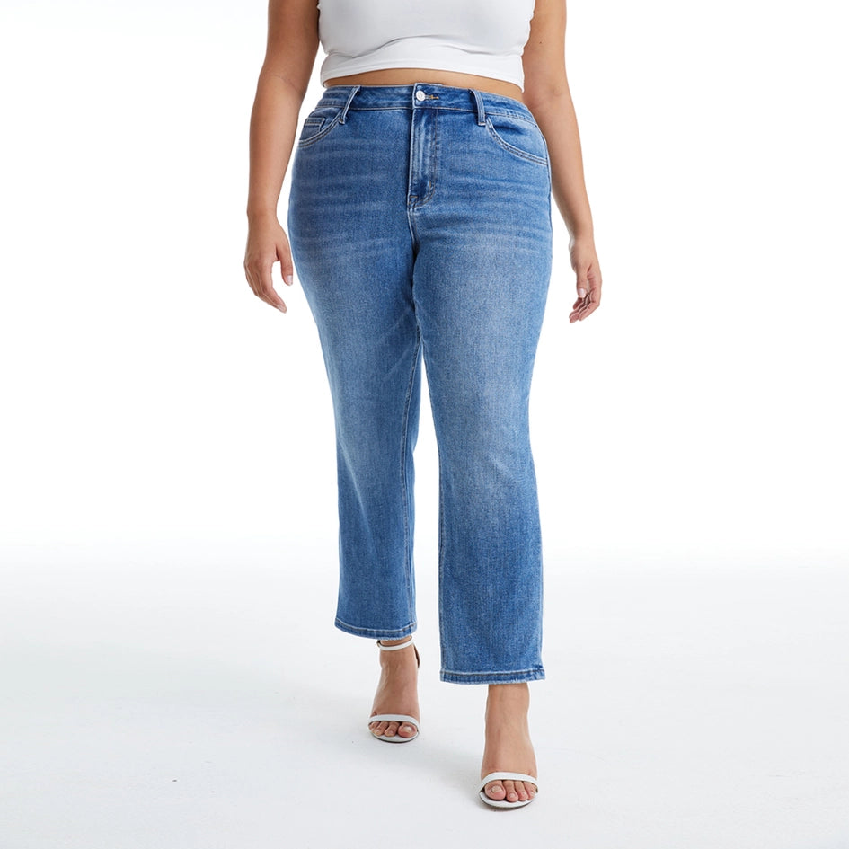 Mid Rise Crop Straight Jeans with Finished Hem MEDIUM BLUE-Jeans-BAYEAS-14W-MEDIUM BLUE-Urbanheer