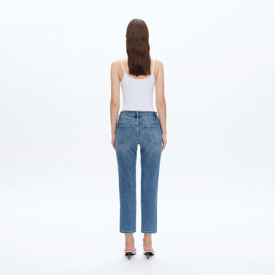 Mid Rise Crop Straight Jeans with Finished Hem MEDIUM BLUE-Jeans-BAYEAS-14W-MEDIUM BLUE-Urbanheer