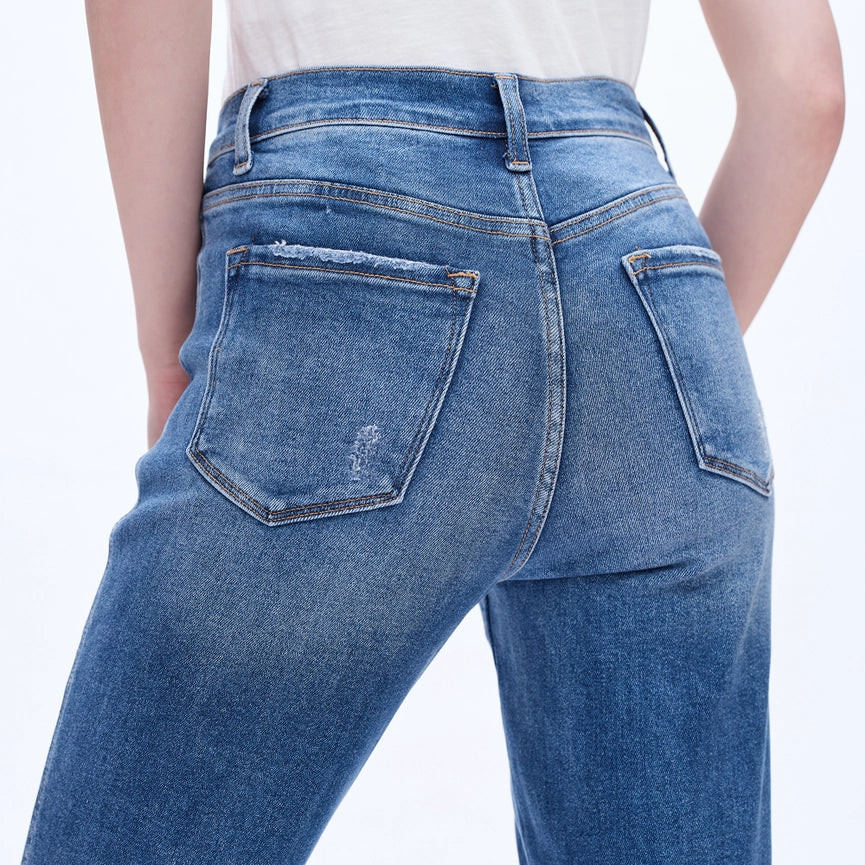 Mid Rise Crop Straight Jeans with Finished Hem MEDIUM BLUE-Jeans-BAYEAS-24-MEDIUM BLUE-Urbanheer