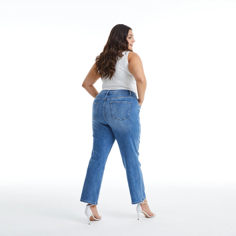 Mid Rise Crop Straight Jeans with Finished Hem MEDIUM BLUE-Jeans-BAYEAS-14W-MEDIUM BLUE-Urbanheer