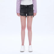Mid Rise Denim Shorts with Frayed Hem BLACKICE-Shorts-BAYEAS-24-BLACKICE-Urbanheer