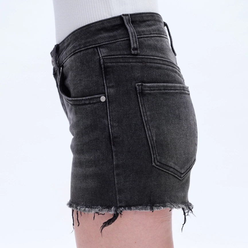 Mid Rise Denim Shorts with Frayed Hem BLACKICE-Shorts-BAYEAS-24-BLACKICE-Urbanheer