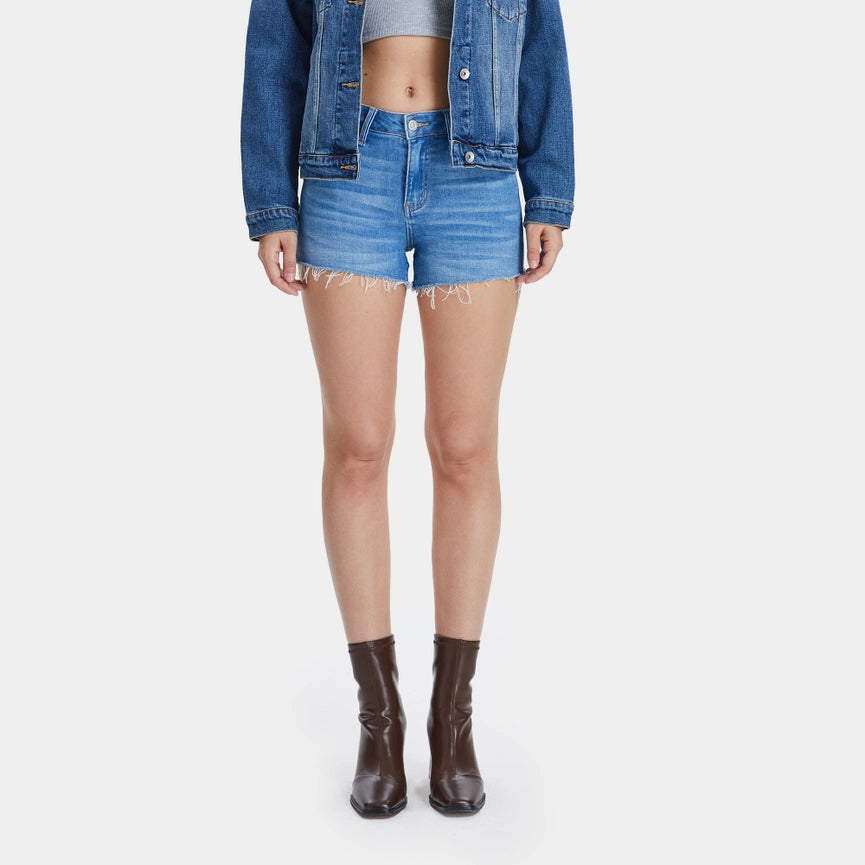 Mid Rise Denim Shorts with Raw Hem ANITA BLUE-Shorts-BAYEAS-XS-ANITA BLUE-Urbanheer
