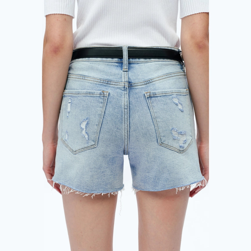 Mid Rise Denim Shorts with Raw Hem WAVE-Shorts-BAYEAS-24-WAVE-Urbanheer