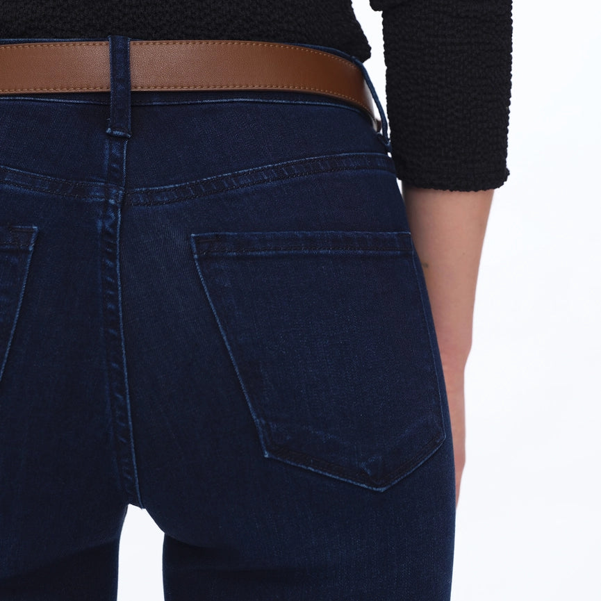 Mid Rise Flare Jeans with Frayed Hem(32'' Inseam) DEEP WATER-Jeans-BAYEAS-24-DEEP WATER-Urbanheer