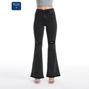 Mid Rise Flare Jeans with Raw Hem BLACK-Jeans-BAYEAS-14W-BLACK-Urbanheer