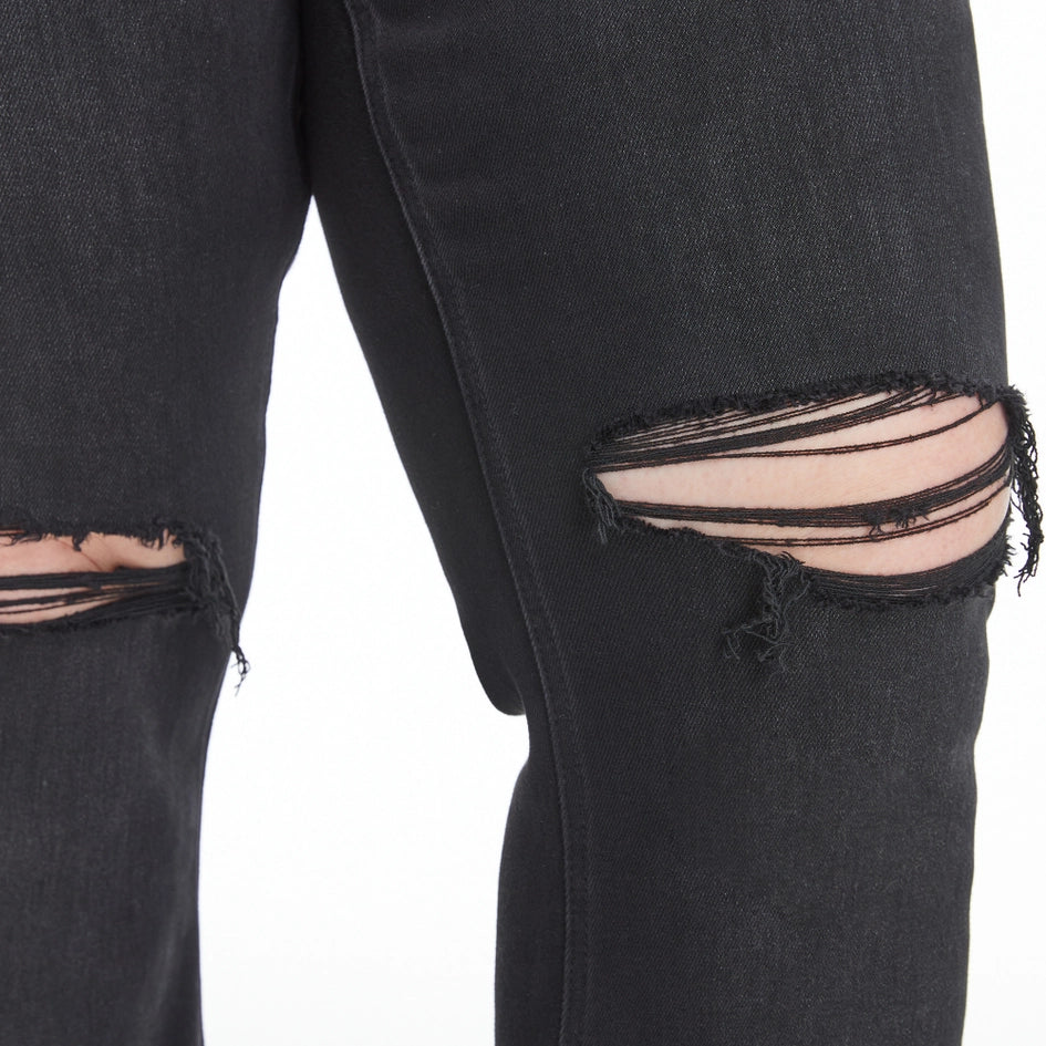 Mid Rise Flare Jeans with Raw Hem BLACK-Jeans-BAYEAS-14W-BLACK-Urbanheer