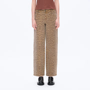 Mid Rise Leopard Print Straight Pants Finished-Pants-BAYEAS-24-LEOPARD-Urbanheer