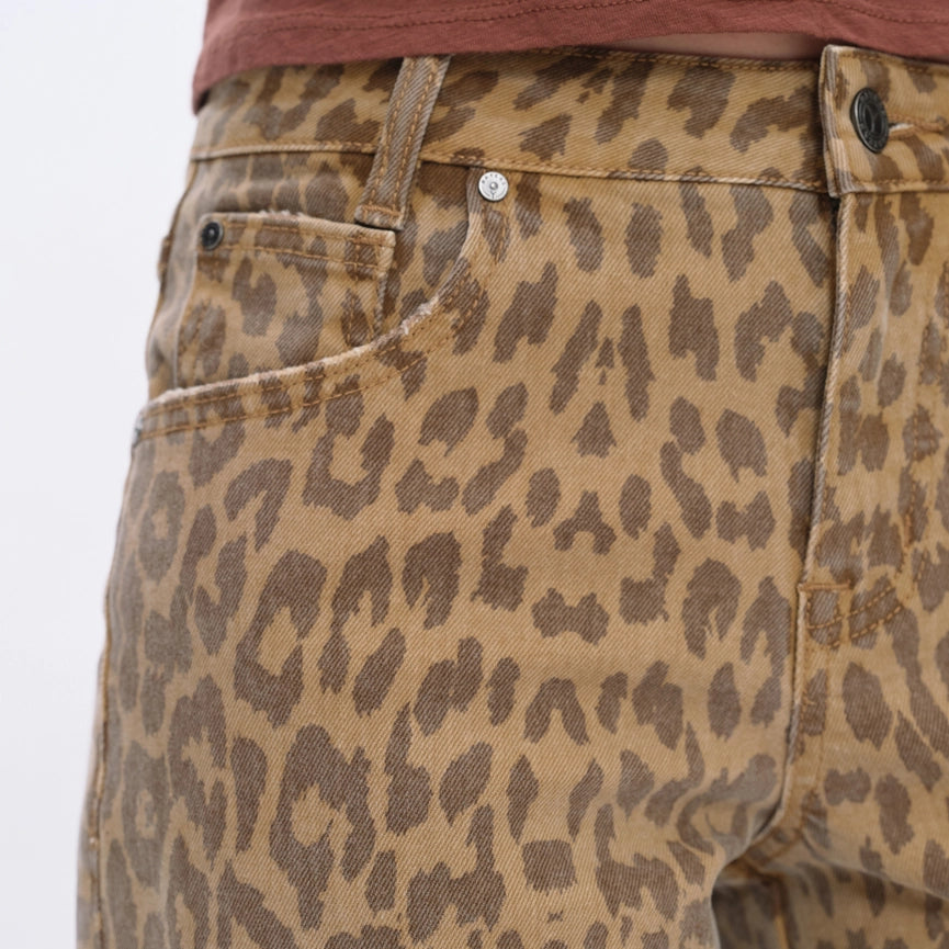 Mid Rise Leopard Print Straight Pants Finished-Pants-BAYEAS-24-LEOPARD-Urbanheer