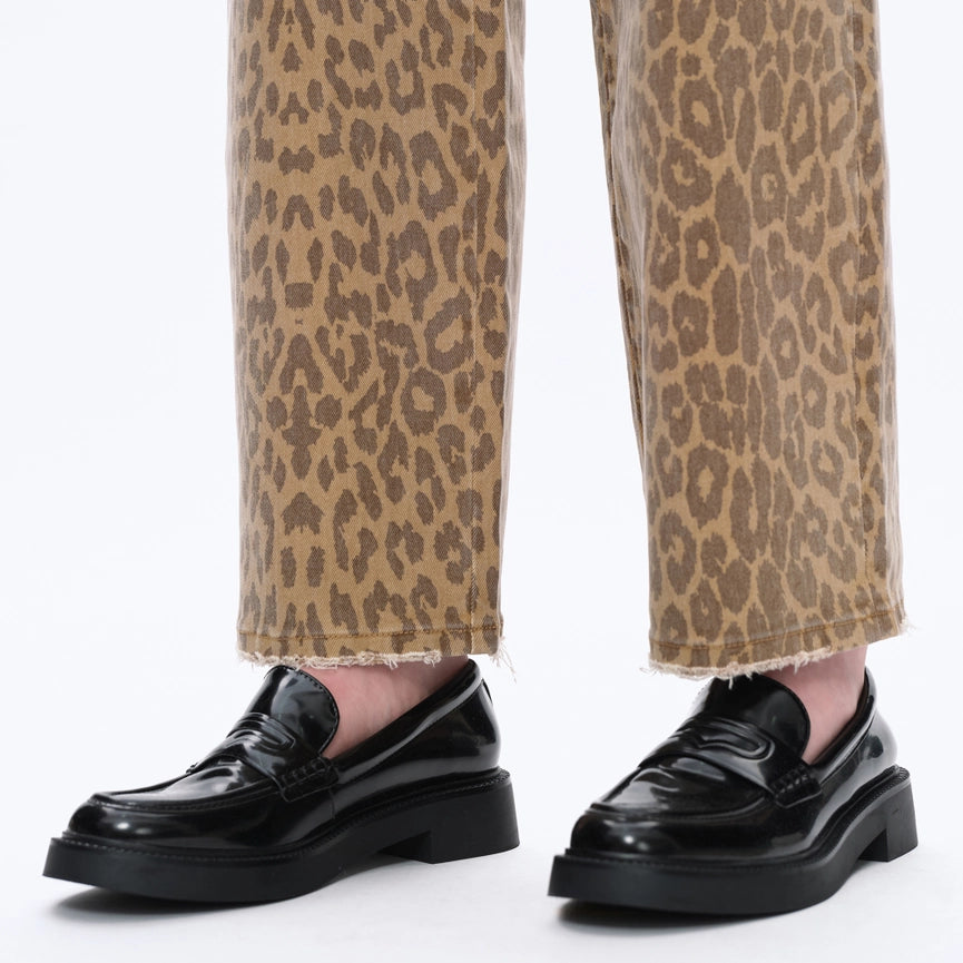 Mid Rise Leopard Print Straight Pants Finished-Pants-BAYEAS-24-LEOPARD-Urbanheer