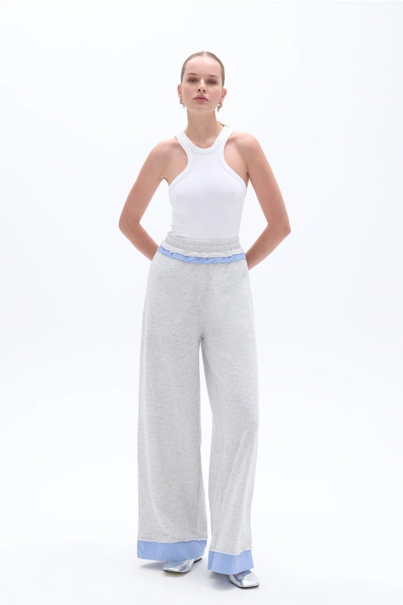 Mid Rise Pants with Garni Details-Pants-NOCTURNE-M-Gray-Urbanheer