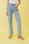 Mid Rise Rainbow Jewel Embellished Denim Jeans-Jeans-Blue B-S-LIGHT WASH-Urbanheer